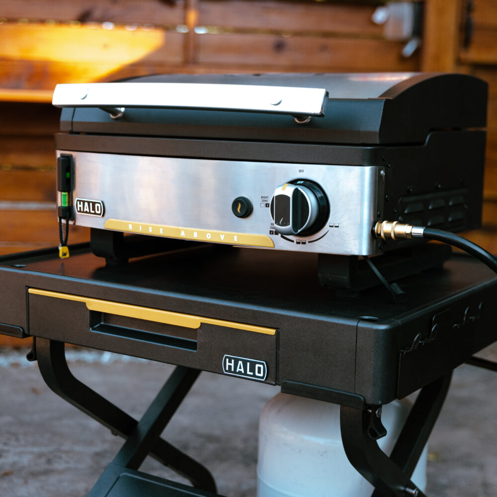 Elite1B countertop griddle on outdoor cart