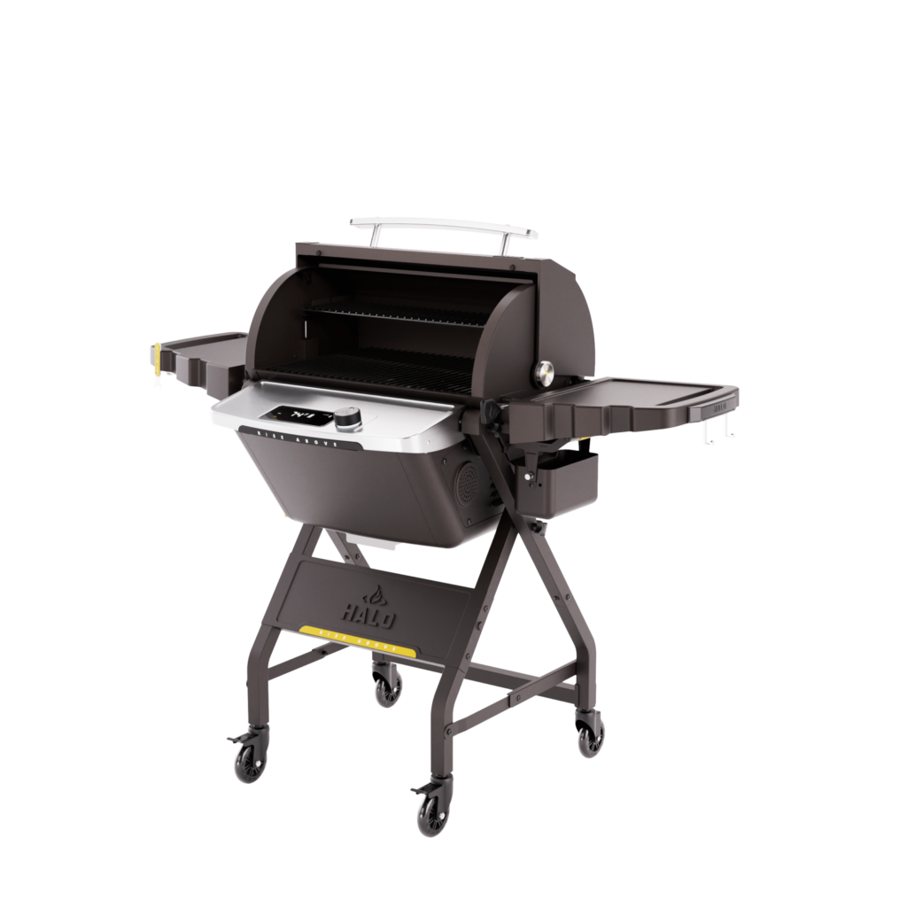 HALO PRIME550 Outdoor Pellet Grill with the lid open